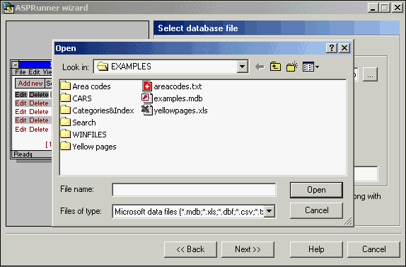 Select your database file