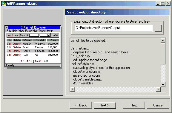 Select output directory