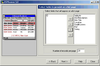 Choose fields to present on the list page