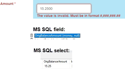 [SOLVED] MS SQL money field displays two extra zeros in field